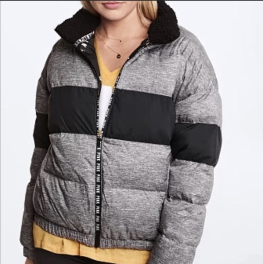 Pink Victoria secret puffer coat